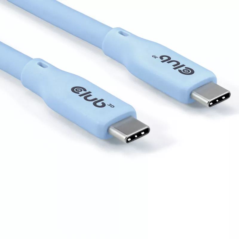 CLUB3D USB-C-kabel blauw, 2 m, USB-C, USB-C, USB4 Gen 2x2, 20 Gbit/s, blauw