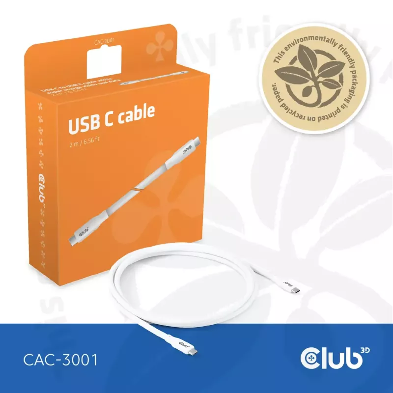 USB-C-kabel CLUB3D CAC-3001 2m USB4 Gen 3x2 wit