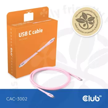 USB-C-kabel CLUB3D CAC-3002 2m USB4 Gen 3x2 roze