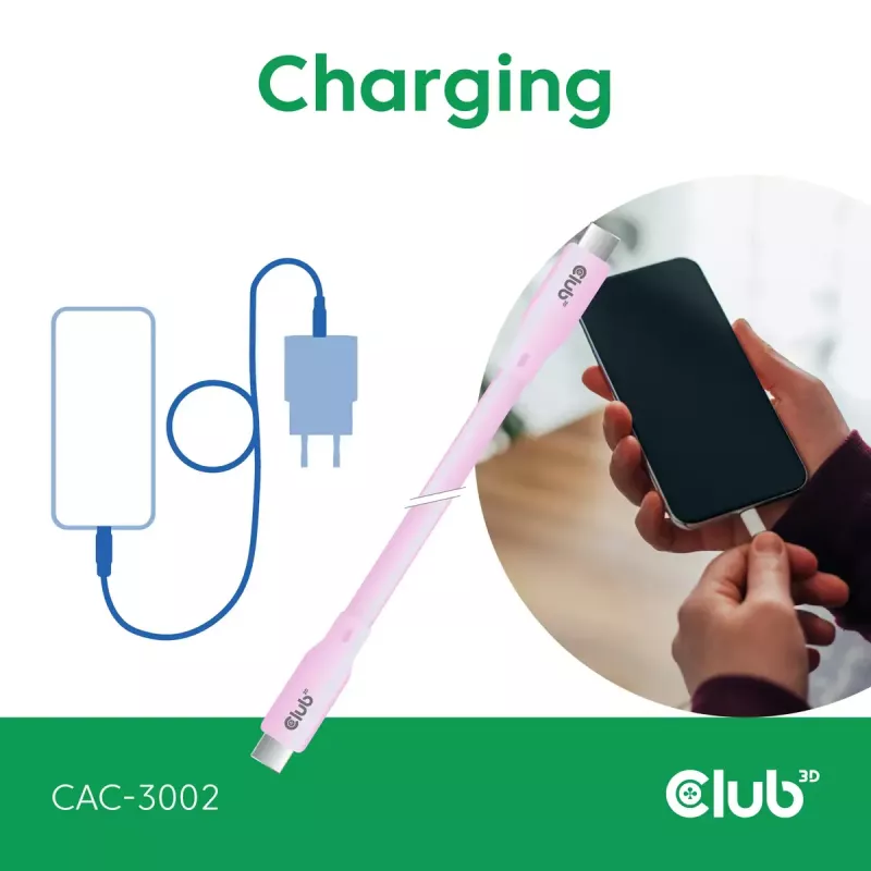 USB-C-kabel CLUB3D CAC-3002 2m USB4 Gen 3x2 roze