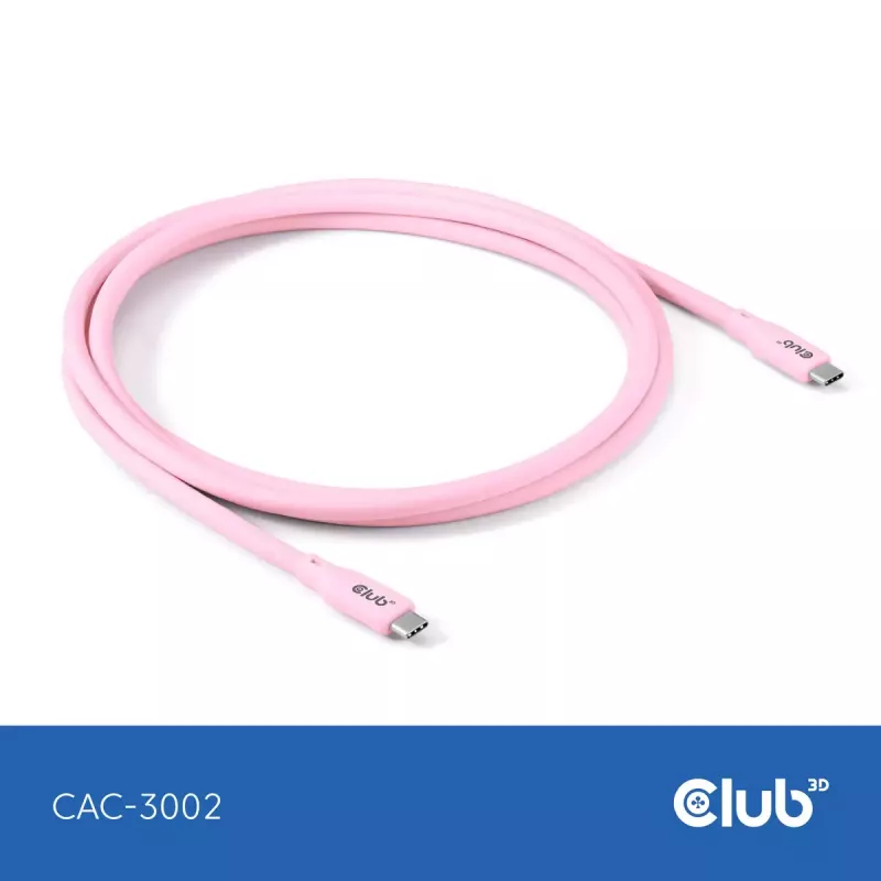 USB-C-kabel CLUB3D CAC-3002 2m USB4 Gen 3x2 roze