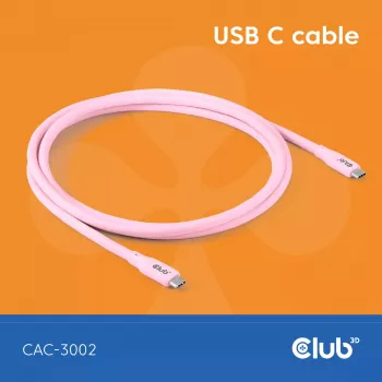USB-C-kabel CLUB3D CAC-3002 2m USB4 Gen 3x2 roze