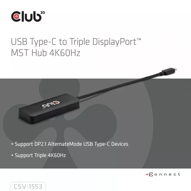 CLUB3D USB-C® naar Triple DisplayPort™ 4K60Hz