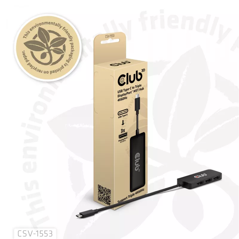 CLUB3D USB-C® naar Triple DisplayPort™ 4K60Hz