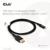 USB Type-C-naar-DisplayPort-2.1-kabel, Club 3D CAC-1559, bidirectioneel, VESA DP80-gecertificeerd, 1 m
