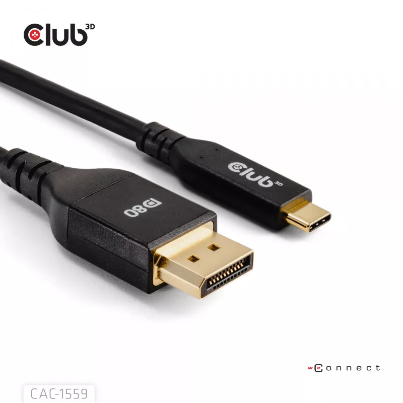 USB Type-C-naar-DisplayPort-2.1-kabel, Club 3D CAC-1559, bidirectioneel, VESA DP80-gecertificeerd, 1 m