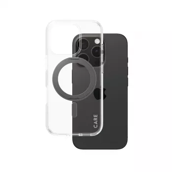 PanzerGlass CARE™ by ® Case transparant met zwarte kickstand & MagSafe iPhone 16 Pro