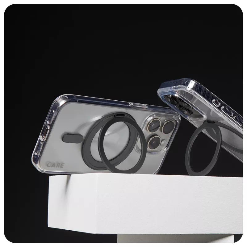 PanzerGlass CARE™ by ® Case transparant met zwarte kickstand & MagSafe iPhone 16 Pro