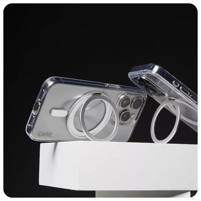 PanzerGlass CARE™ by ® Case transparant met zilveren kickstand & MagSafe iPhone 16 Pro Max