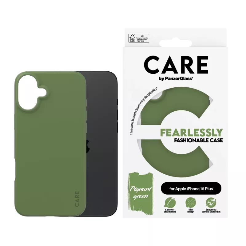 Cover PanzerGlass CARE by ® modische hoes groen iPhone 16 Plus