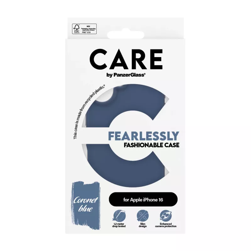 Hoesje PanzerGlass CARE by Fashionable Case, blauw, iPhone 16