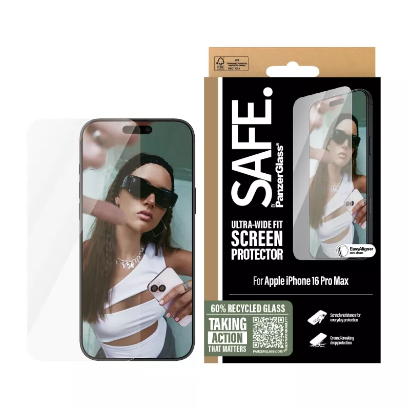 PanzerGlass SAFE. by ® beeldschermbeschermfolie iPhone 16 Pro Max | Ultra-Wide Fit
