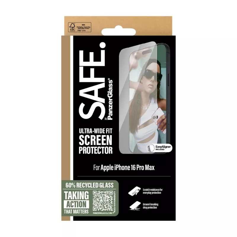 PanzerGlass SAFE. by ® beeldschermbeschermfolie iPhone 16 Pro Max | Ultra-Wide Fit