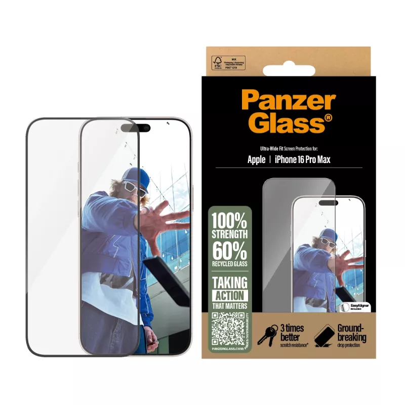 PanzerGlass® beeldschermbeschermfolie iPhone 16 Pro Max | Ultra-Wide Fit