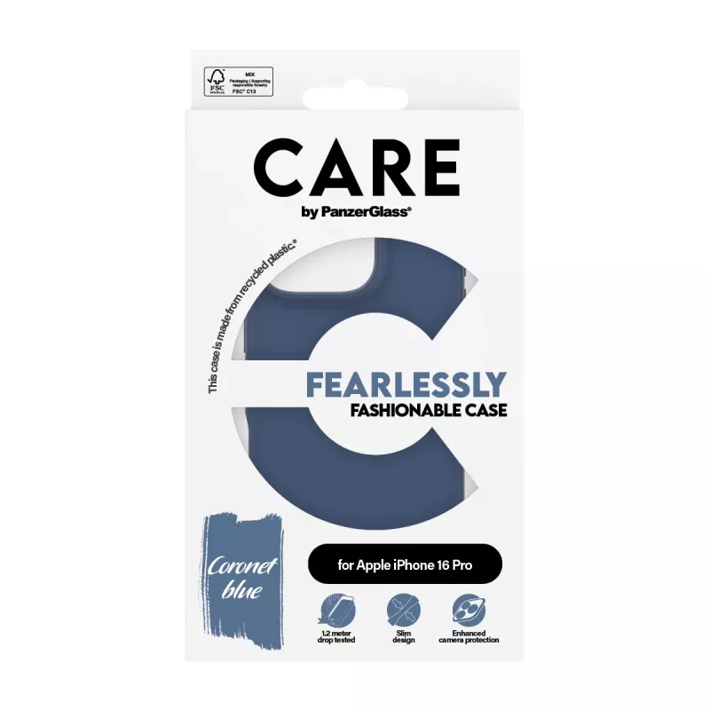 PanzerGlass CARE™ by ® Case Blue iPhone 16 Pro, Cover, Apple, Apple - iPhone 16 Pro, blauw