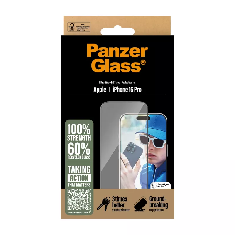 PanzerGlass ® beeldschermfolie iPhone 16 Pro | Ultra-Wide Fit