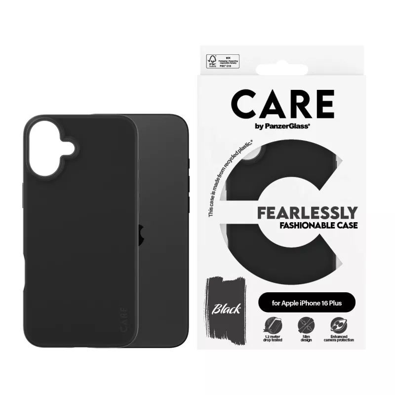 PanzerGlass CARE™ by ® hoesje zwart iPhone 16 Plus