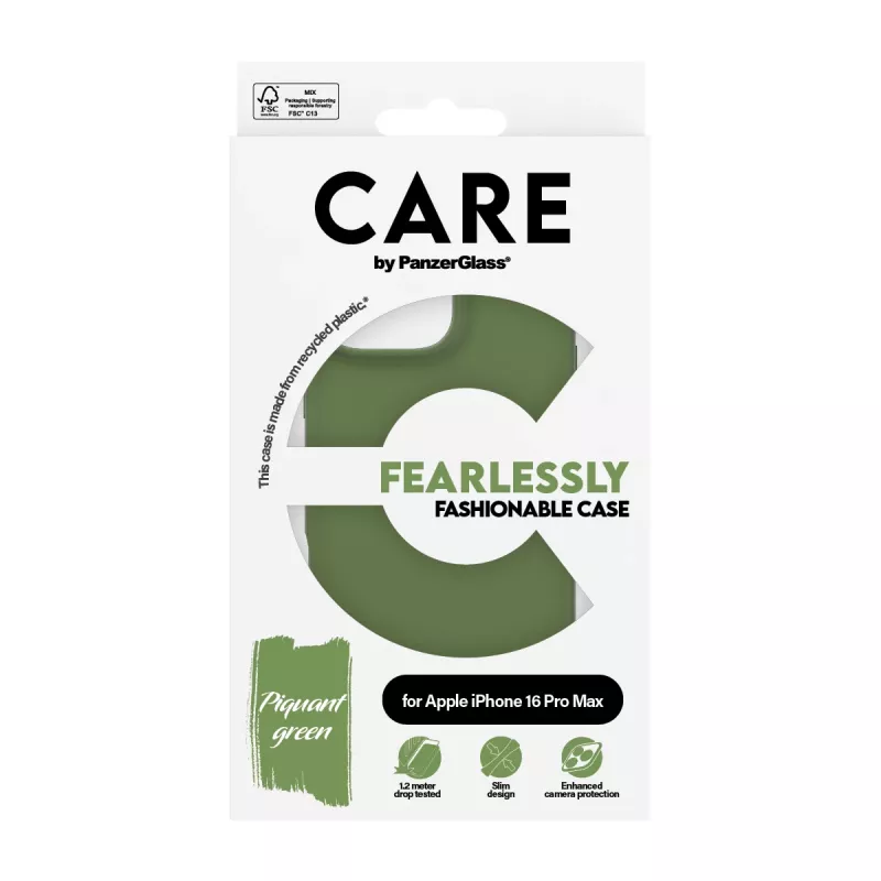 Cover PanzerGlass CARE by ® modische hoes groen iPhone 16 Pro Max
