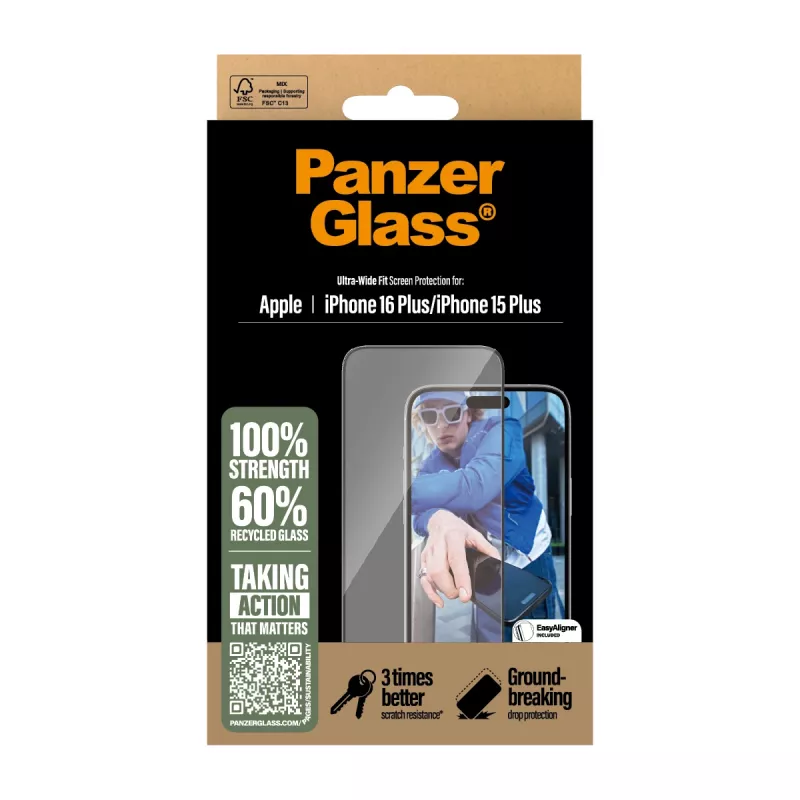 PanzerGlass ® schermfolie iPhone 16 Plus | 15 Plus | Ultra-Wide Fit