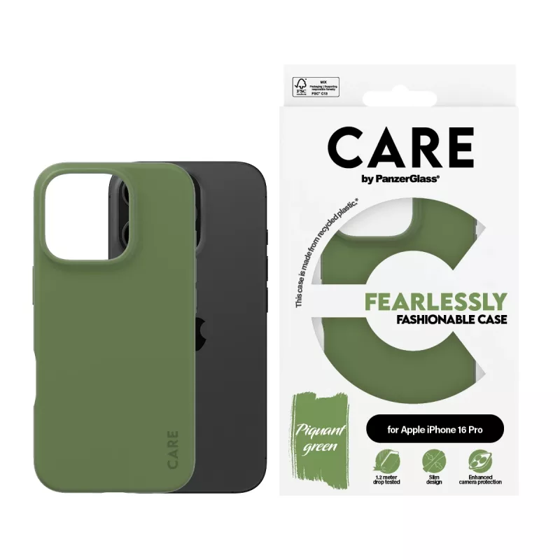 Cover PanzerGlass CARE by ® modische hoes groen iPhone 16 Pro