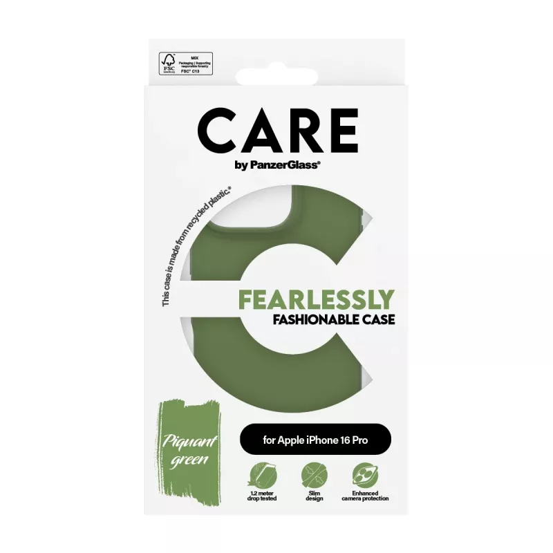 Cover PanzerGlass CARE by ® modische hoes groen iPhone 16 Pro