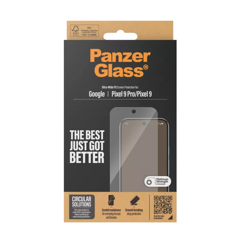 PanzerGlass beeldschermfolie Google Pixel 9 | 9 Pro Ultra-Wide Fit krasvast stootvast