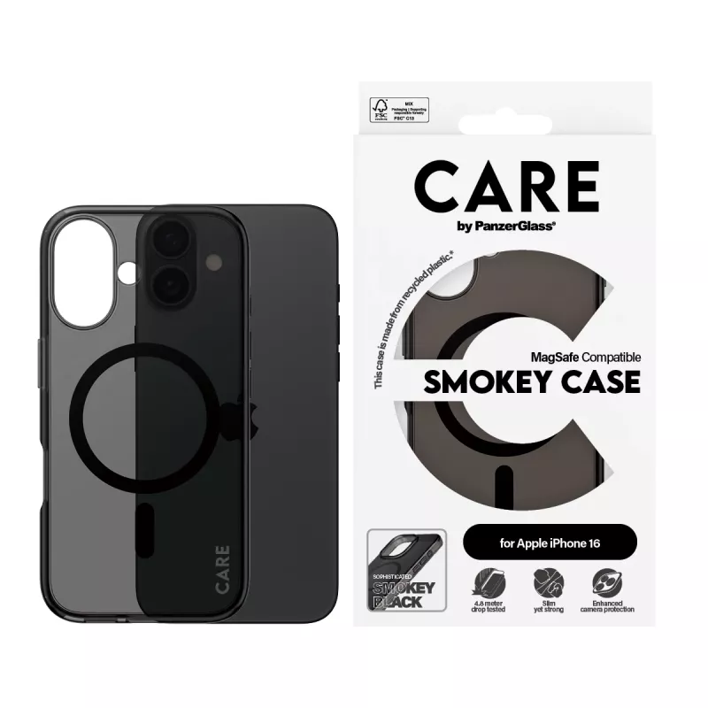 PanzerGlass CARE™ by ® Urban Combat case smokey met zwart MagSafe iPhone 16