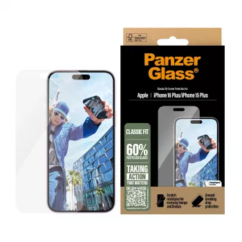 PanzerGlass® beeldschermfolie iPhone 16 Plus | 15 Plus | Classic Fit