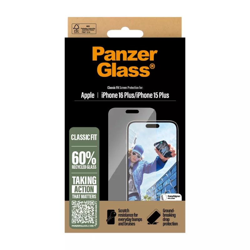 PanzerGlass® beeldschermfolie iPhone 16 Plus | 15 Plus | Classic Fit