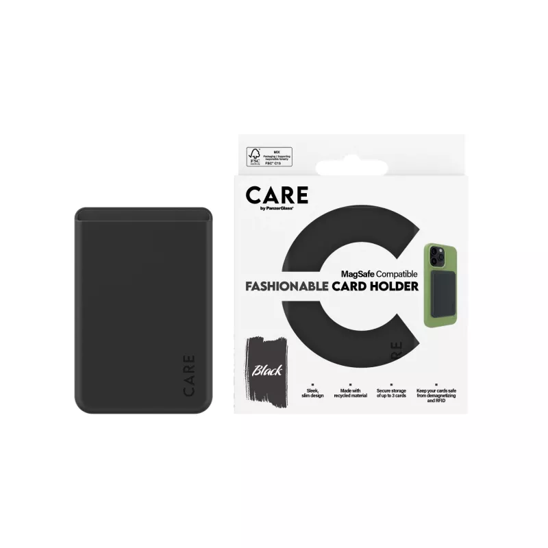Hoesje PanzerGlass CARE by Fashionable Card Holder zwart iPhone transparant