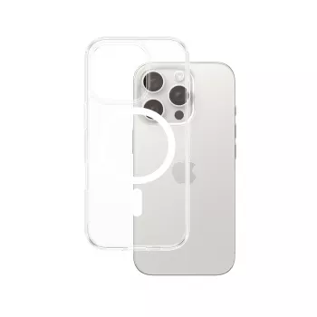 Hoesje PanzerGlass HardCase transparant met witte MagSafe iPhone 16 Pro