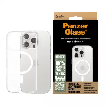 Hoesje PanzerGlass HardCase transparant met witte MagSafe iPhone 16 Pro