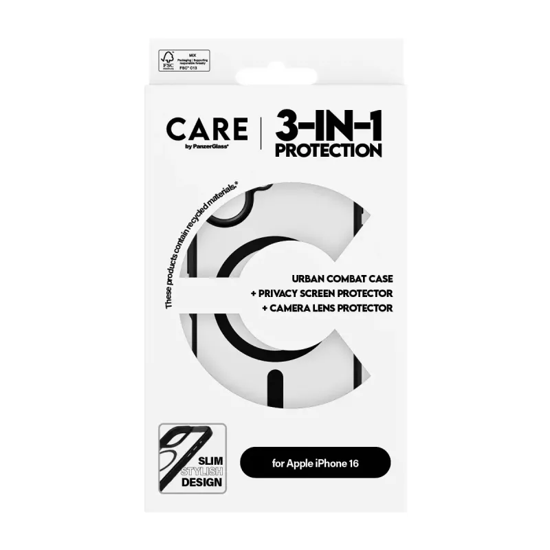 PanzerGlass ® | CARE by ® Flagship 3-in-1 privacybundel iPhone 16