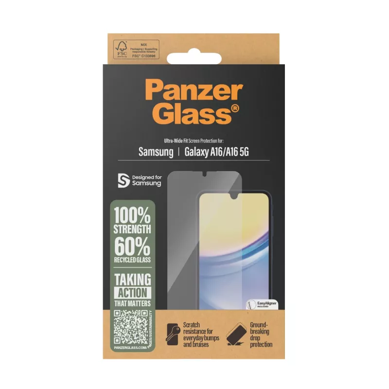 PanzerGlass ® displayschermfolie Samsung Galaxy A16 | A16 5G | Ultra-Wide Fit met EasyAligner