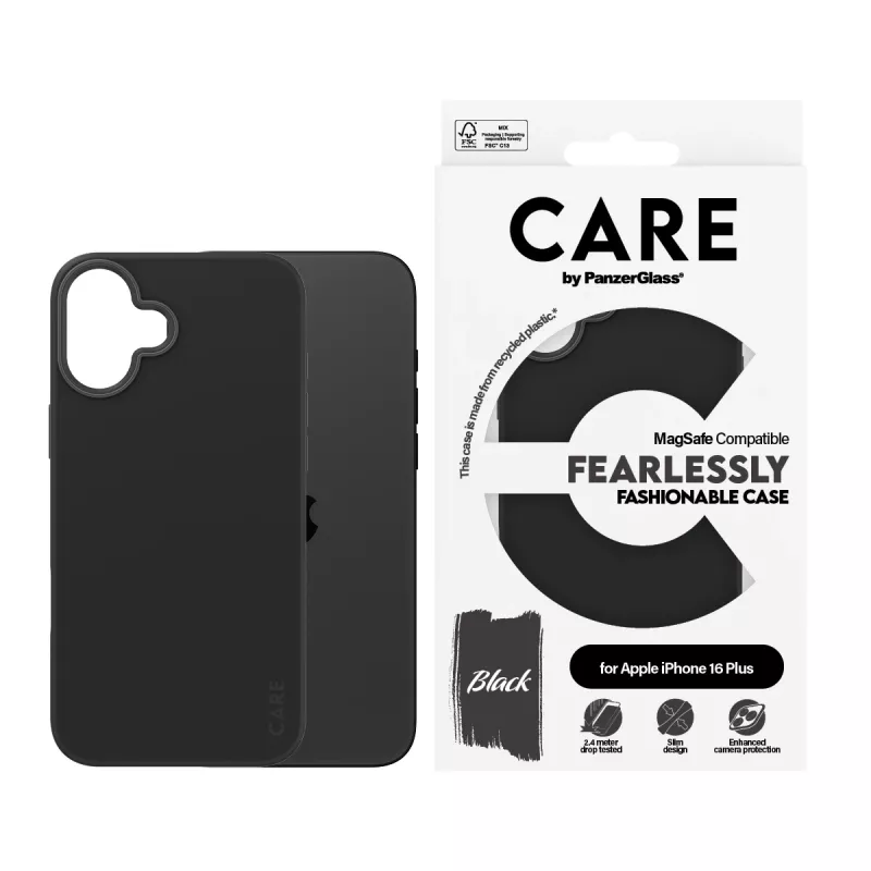 PanzerGlass CARE™ by ® Case zwart met MagSafe iPhone 16 Plus, hoesje, Apple, Apple - iPhone 16 Plus, zwart
