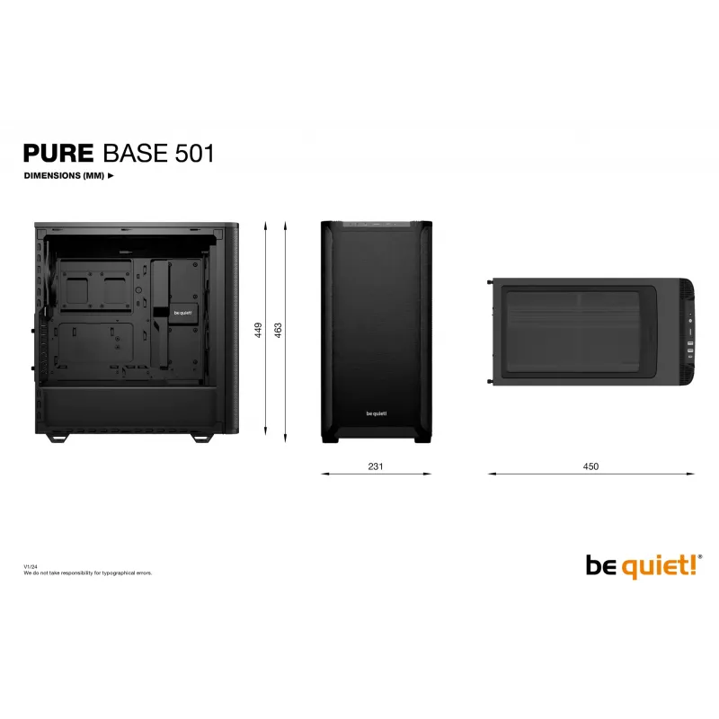 PC-behuizing be quiet! PURE BASE 501 Black Midi Tower