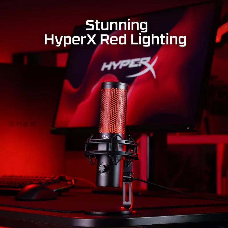 HyperX QuadCast 2 - USB-microfoon (zwart), podcastmicrofoon, -7,5 dB, 20 – 20000 Hz, 0,05 %, 32 Ω, 24 bit