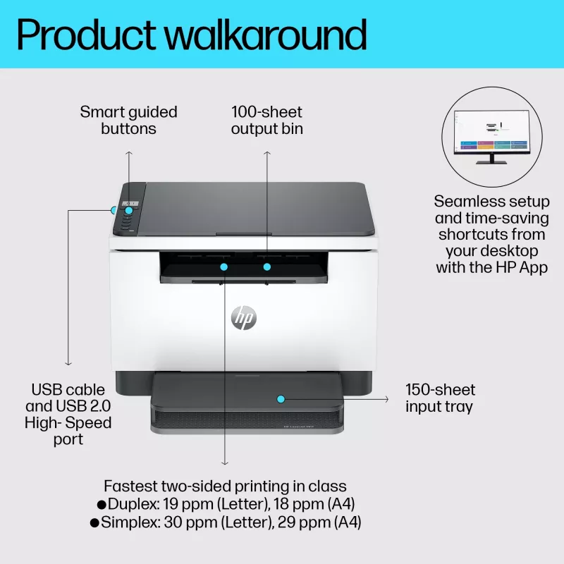 Multifunctionele printer HP LaserJet MFP M234d — mono-laser, 29 ppm, dubbelzijdig, Ethernet, A4