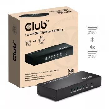 CLUB3D 1 naar 4 HDMI™ splitter 4K120Hz
