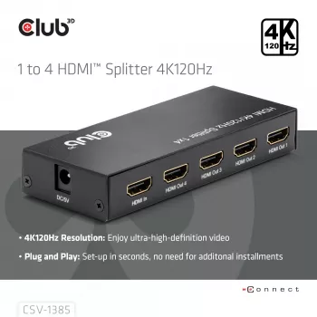 CLUB3D 1 naar 4 HDMI™ splitter 4K120Hz