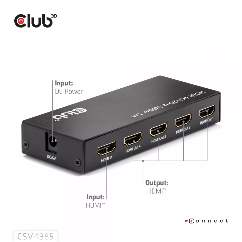 CLUB3D 1 naar 4 HDMI™ splitter 4K120Hz