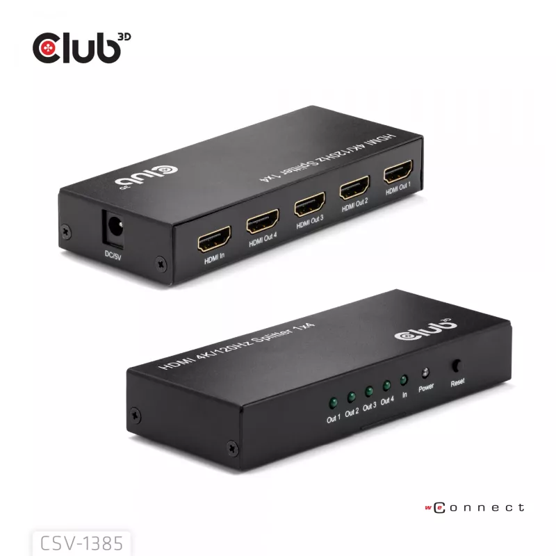 CLUB3D 1 naar 4 HDMI™ splitter 4K120Hz