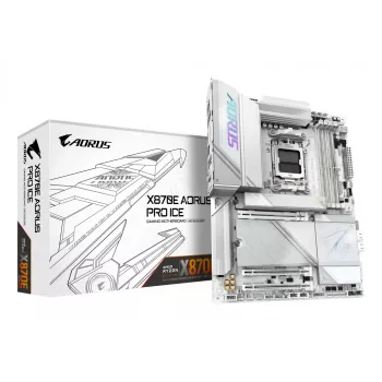 Moederbord GIGABYTE X870E AORUS PRO ICE — AMD X870E, socket AM5, ATX, DDR5, 4×DIMM, Wi‑Fi 7, 2,5Gb LAN