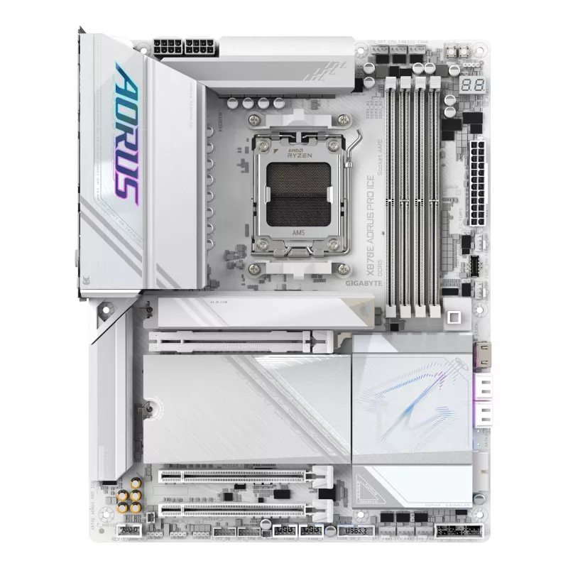 Moederbord GIGABYTE X870E AORUS PRO ICE — AMD X870E, socket AM5, ATX, DDR5, 4×DIMM, Wi‑Fi 7, 2,5Gb LAN