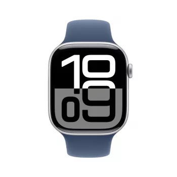 APPLE Watch Series 10 GPS + Cellular 46mm zilver aluminium behuizing met Denim Sportarmband - M/L