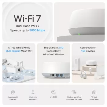 TP-Link BE3600 Whole Home Mesh Wi-Fi 7 systeem, 2.5G Multi Gigabit