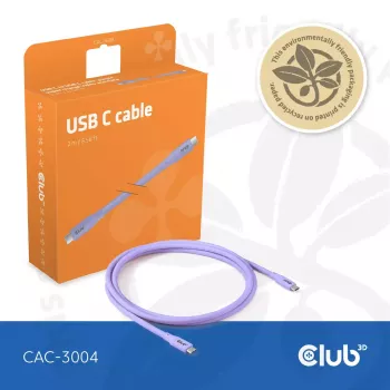 USB-C-kabel CLUB3D CAC-3004 2m paars