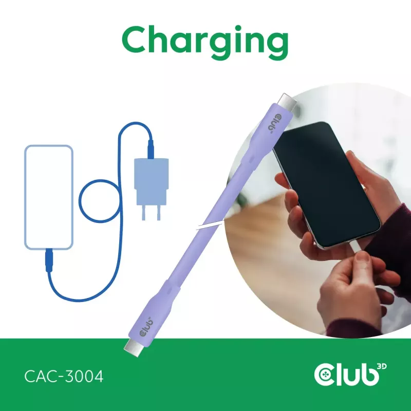 USB-C-kabel CLUB3D CAC-3004 2m paars