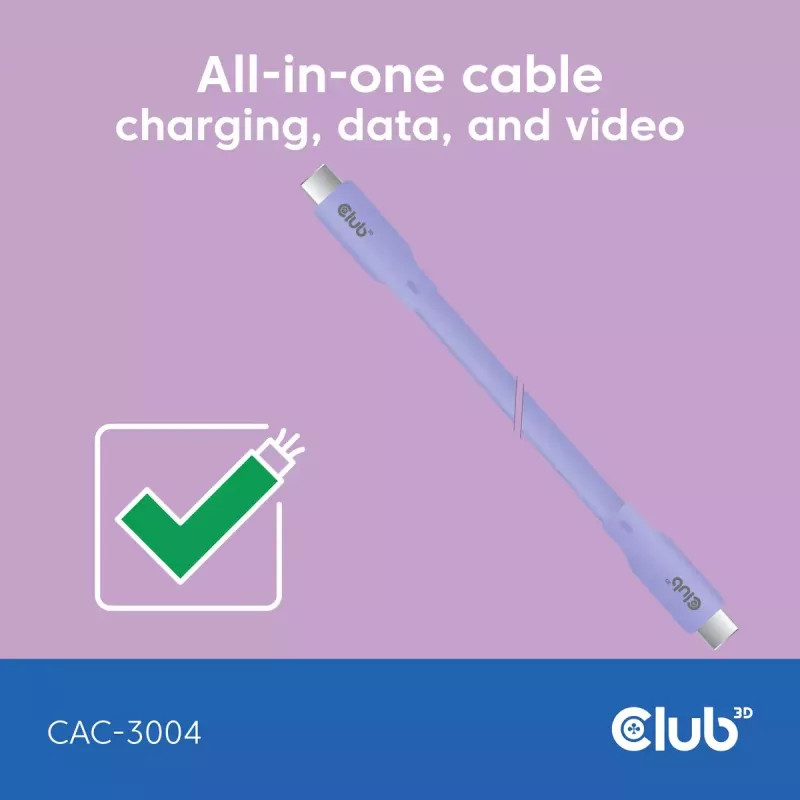 USB-C-kabel CLUB3D CAC-3004 2m paars