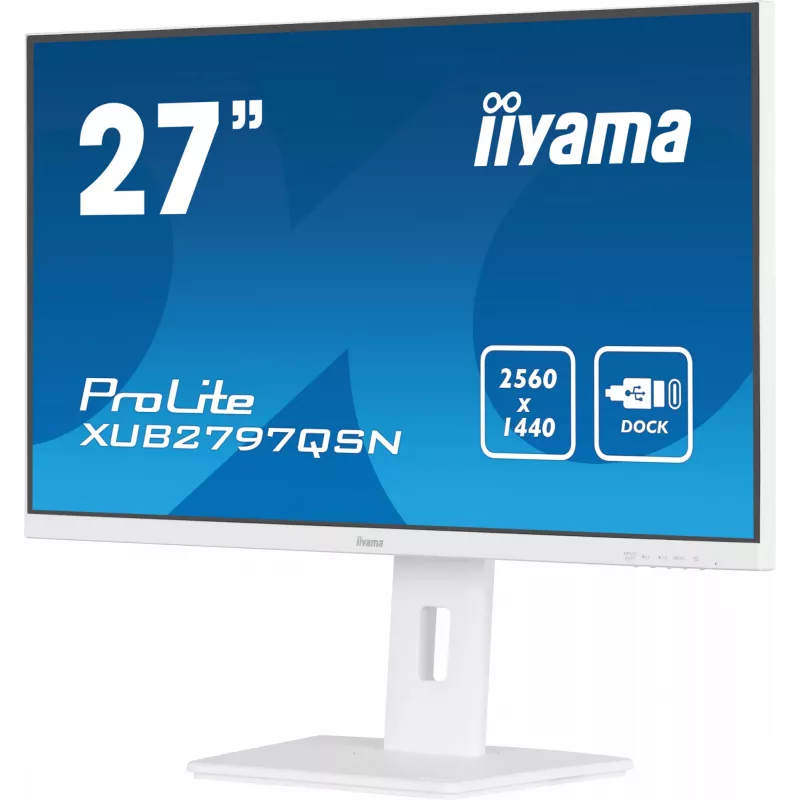 iiyama ProLite XUB2797QSN-W2 27 inch QHD IPS monitor, USB-C-dock, wit